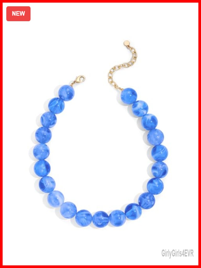 Chunky Beaded Choker Necklace - Resin Boho Statement